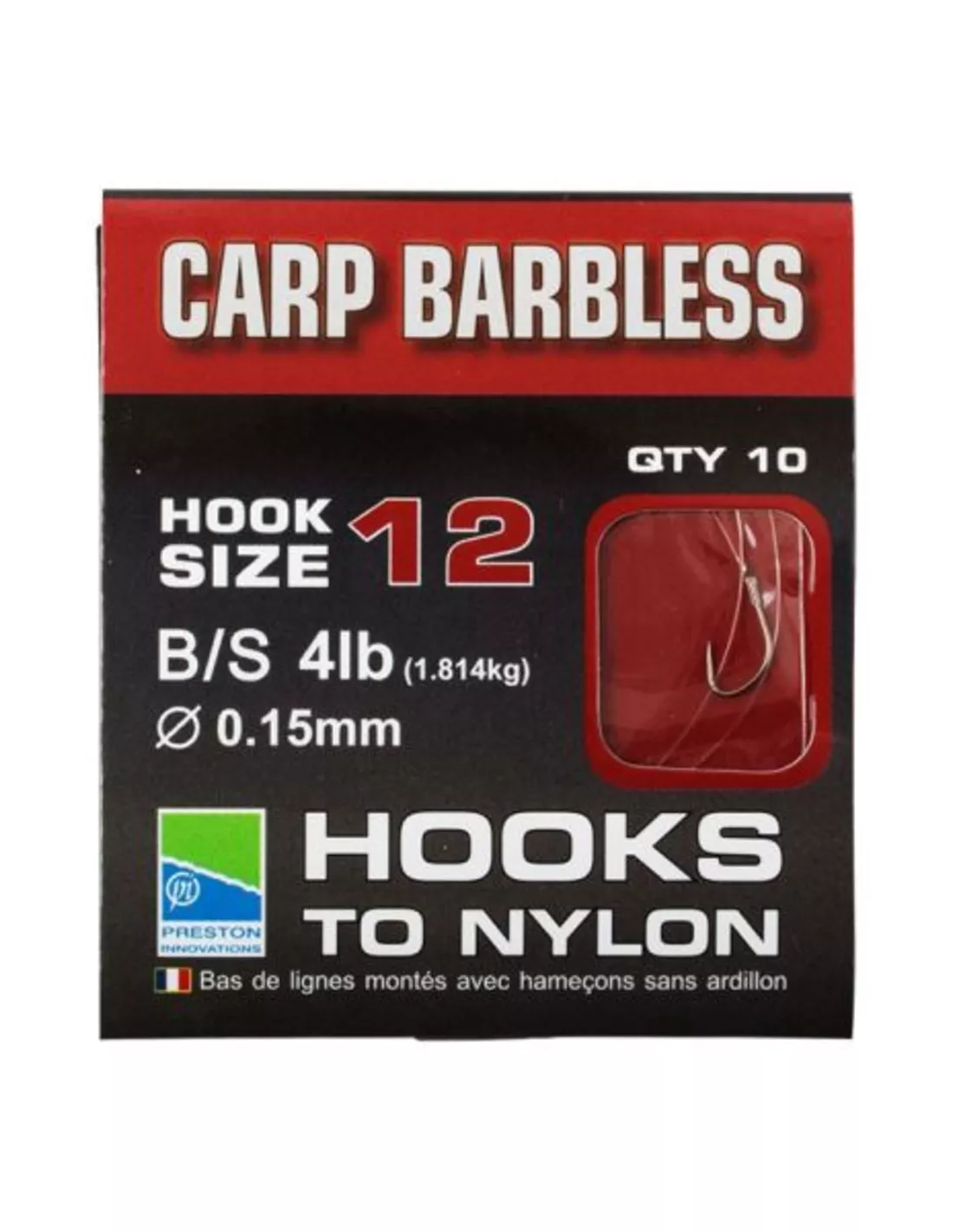 PRESTON BARBLESS CARP HOOKS TO NYLON 1 PRESTON BARBLESS CARP HOOKS TO NYLON